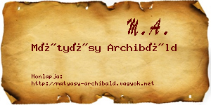 Mátyásy Archibáld névjegykártya